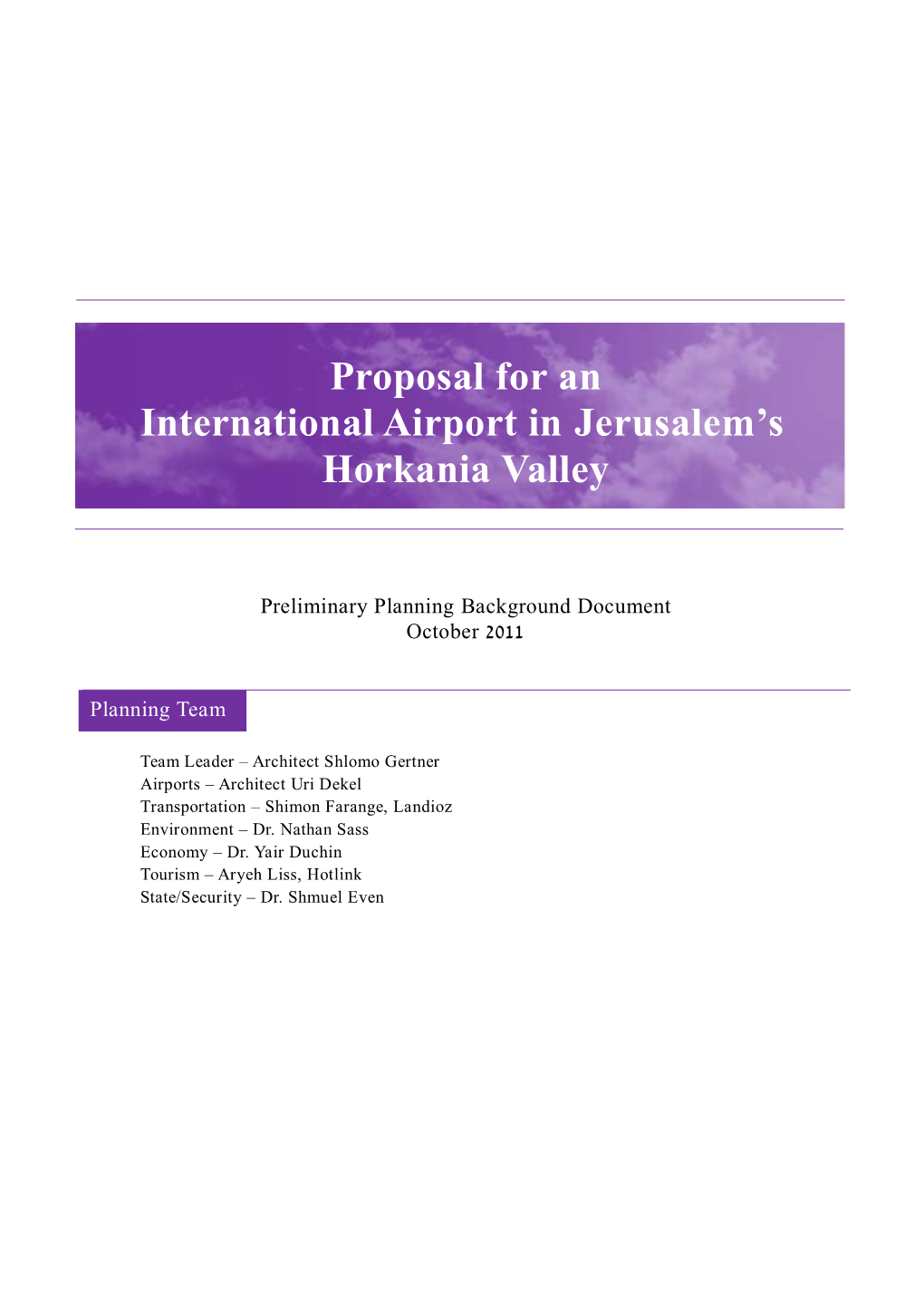 Proposal for an International Airport in Jerusalem's Horkania Valley