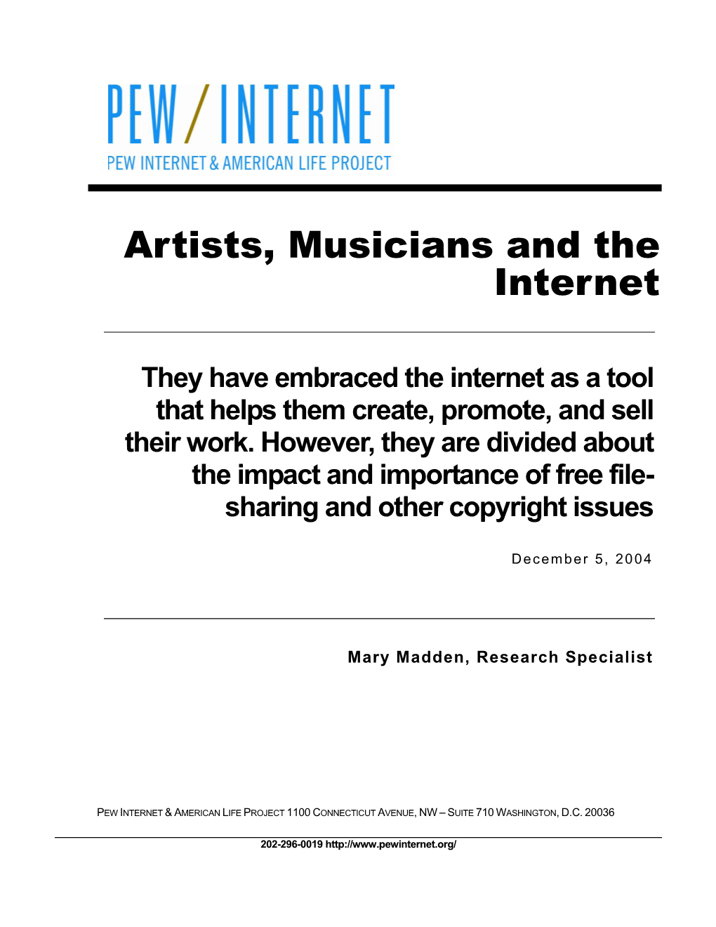Artists, Musicians and the Internet