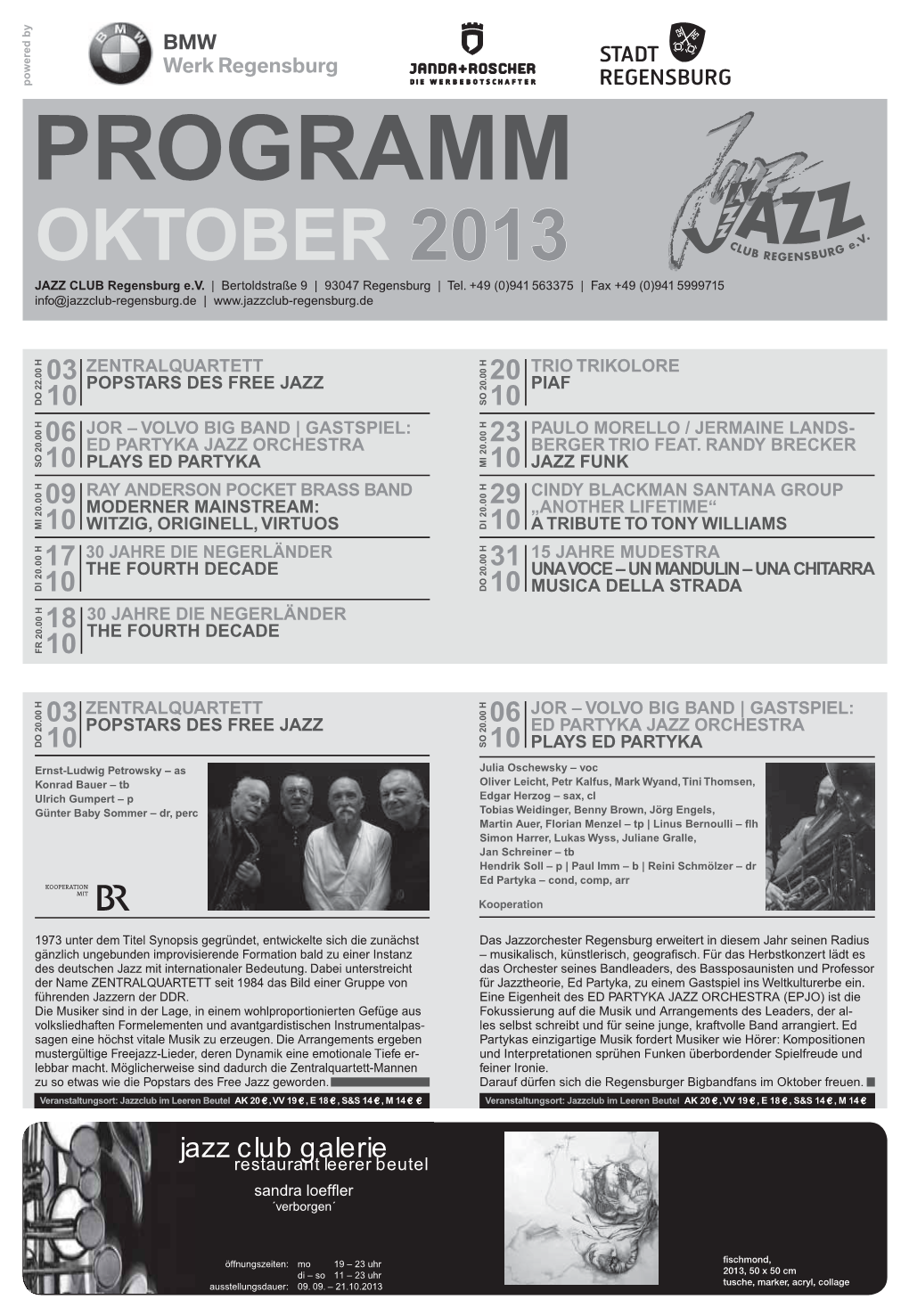 PROGRAMM OKTOBER 22013013 JAZZ CLUB Regensburg E.V