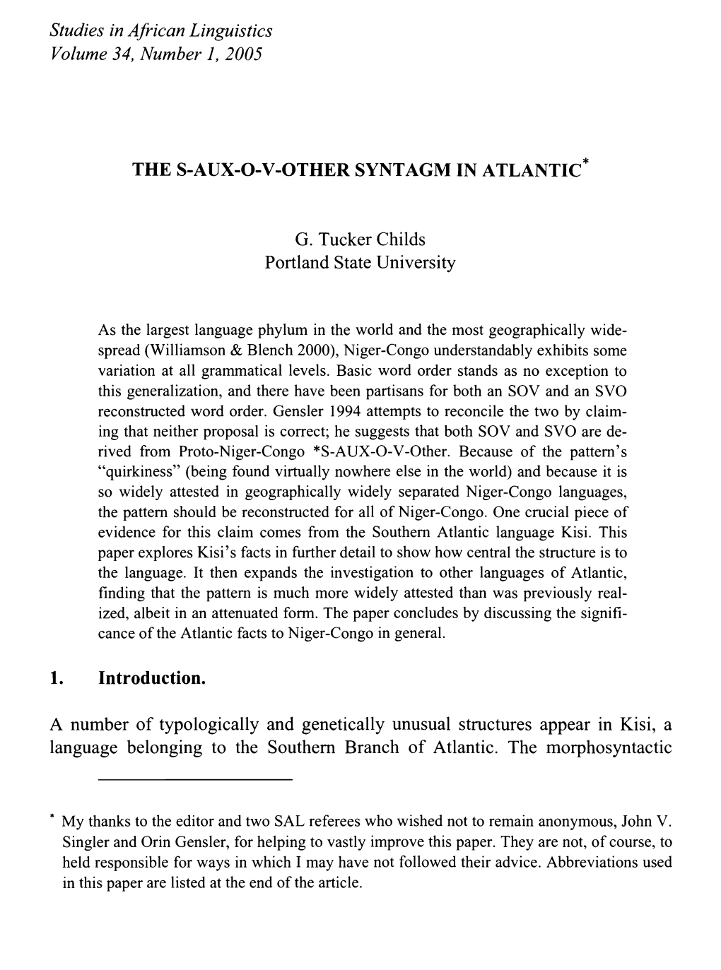 Studies in African Linguistics Volume 34, Number 1,2005 G. Tucker