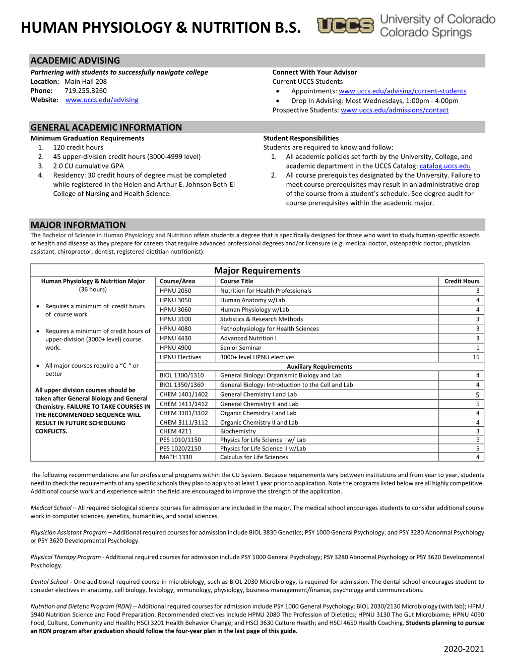 Human Physiology & Nutrition B.S