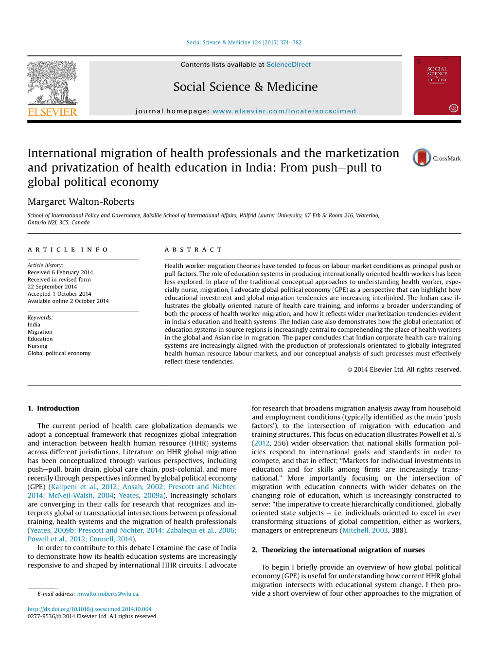 International Migration of Health Professionals and the Marketization and Privatization of Health Education in India: from Push