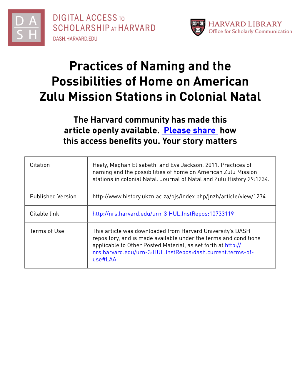 Journal of Natal and Zulu History 29:1234