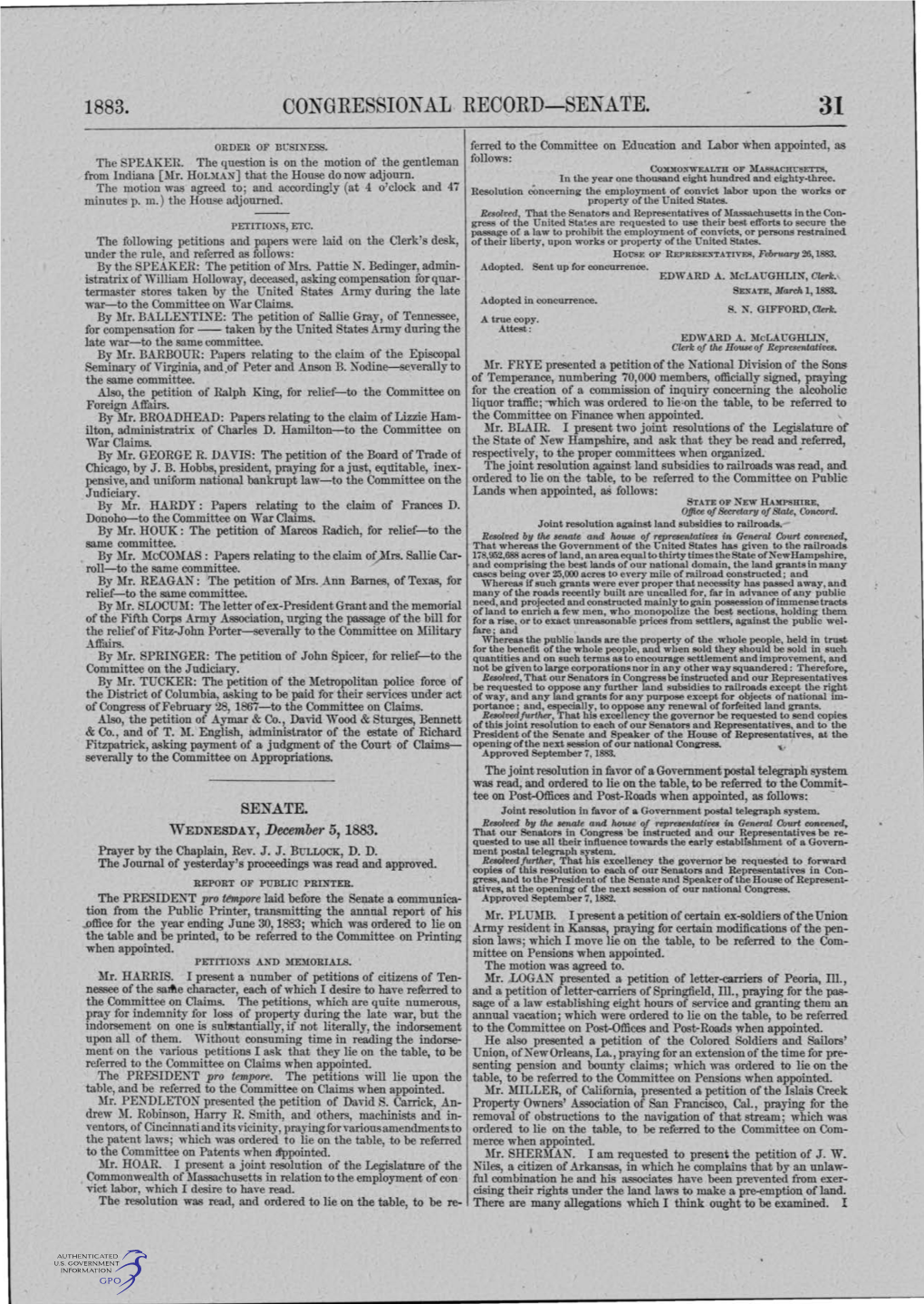 Congressional Record-Senate. 31