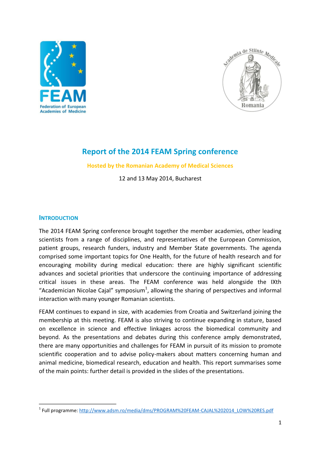 Report of the 2014 FEAM Spring Conference