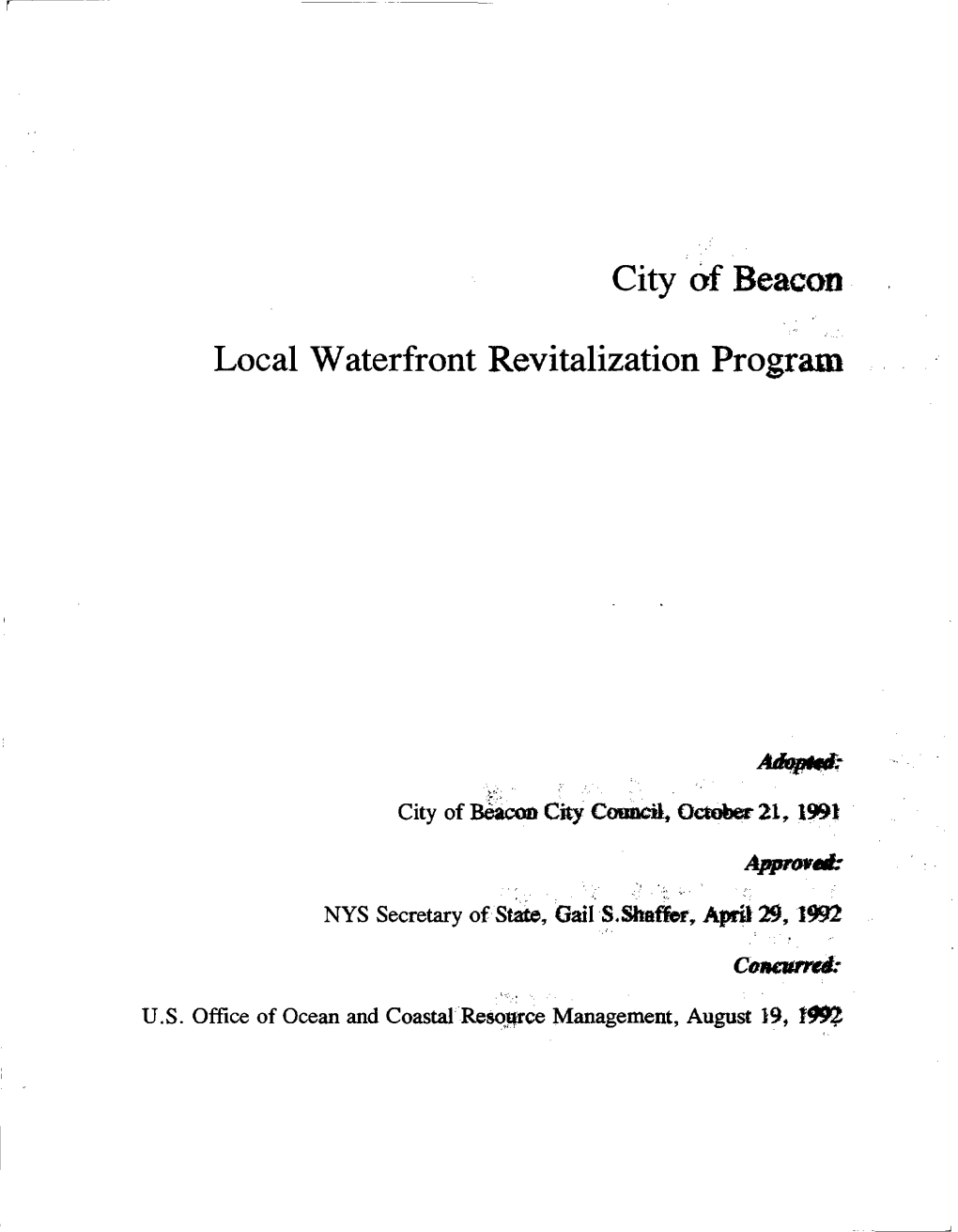 1992 City of Beacon LWRP