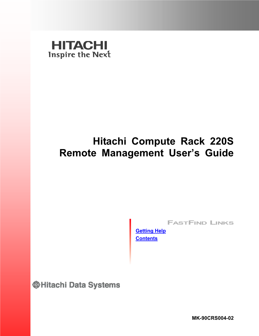 Hitachi Compute Rack 220S Remote Management User's Guide
