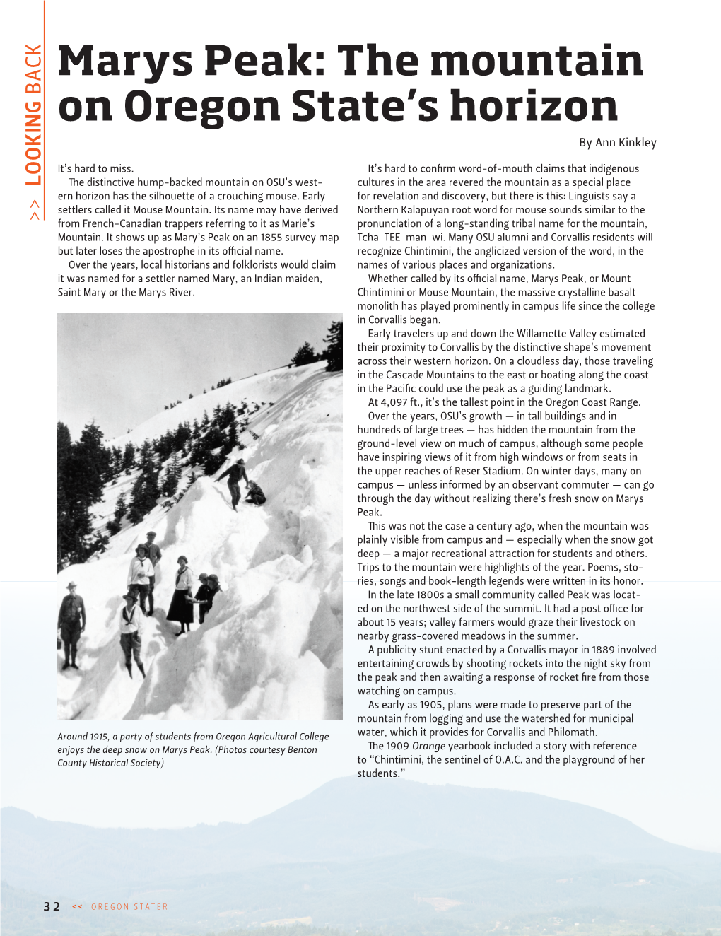 Marys Peak: the Mountain on Oregon State's Horizon