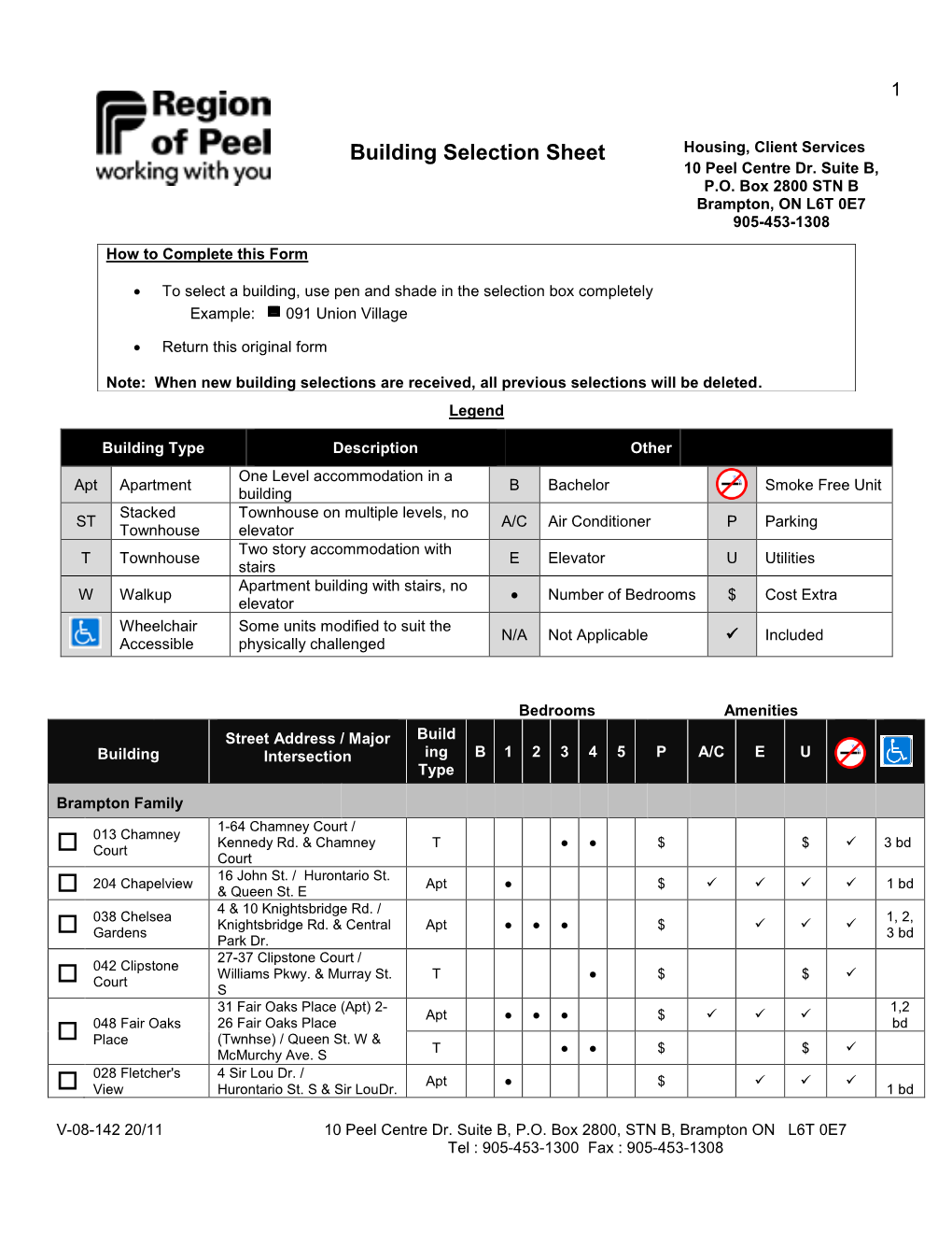 Building Selection Sheet (PDF)