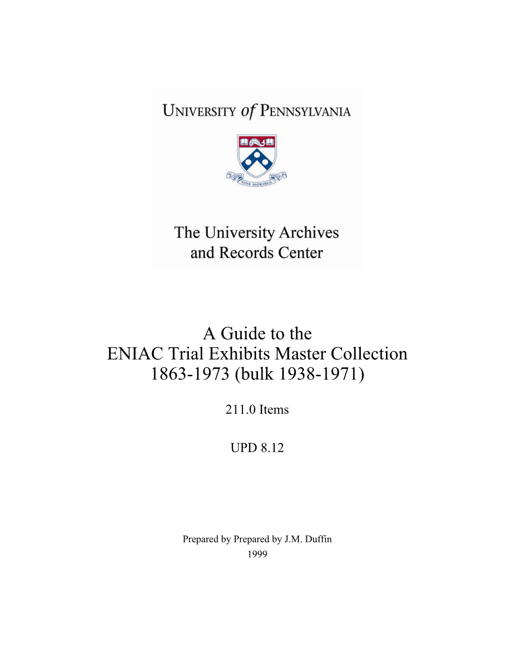 Guide, ENIAC Trial Exhibits Master Collection (UPD 8.12)