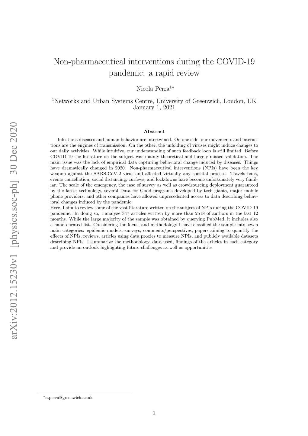 Non-Pharmaceutical Interventions During the COVID-19 Pandemic: a Rapid Review