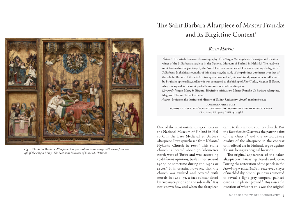 The Saint Barbara Altarpiece of Master Francke and Its Birgittine Context1