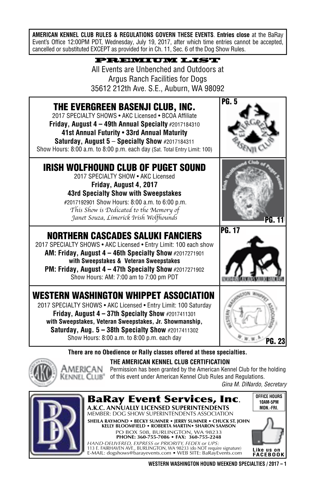 The Evergreen Basenji Club, Inc. Irish Wolfhound Club