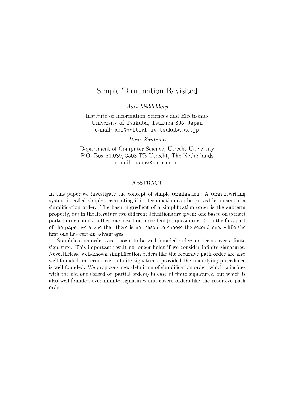 Simple Termination Revisited