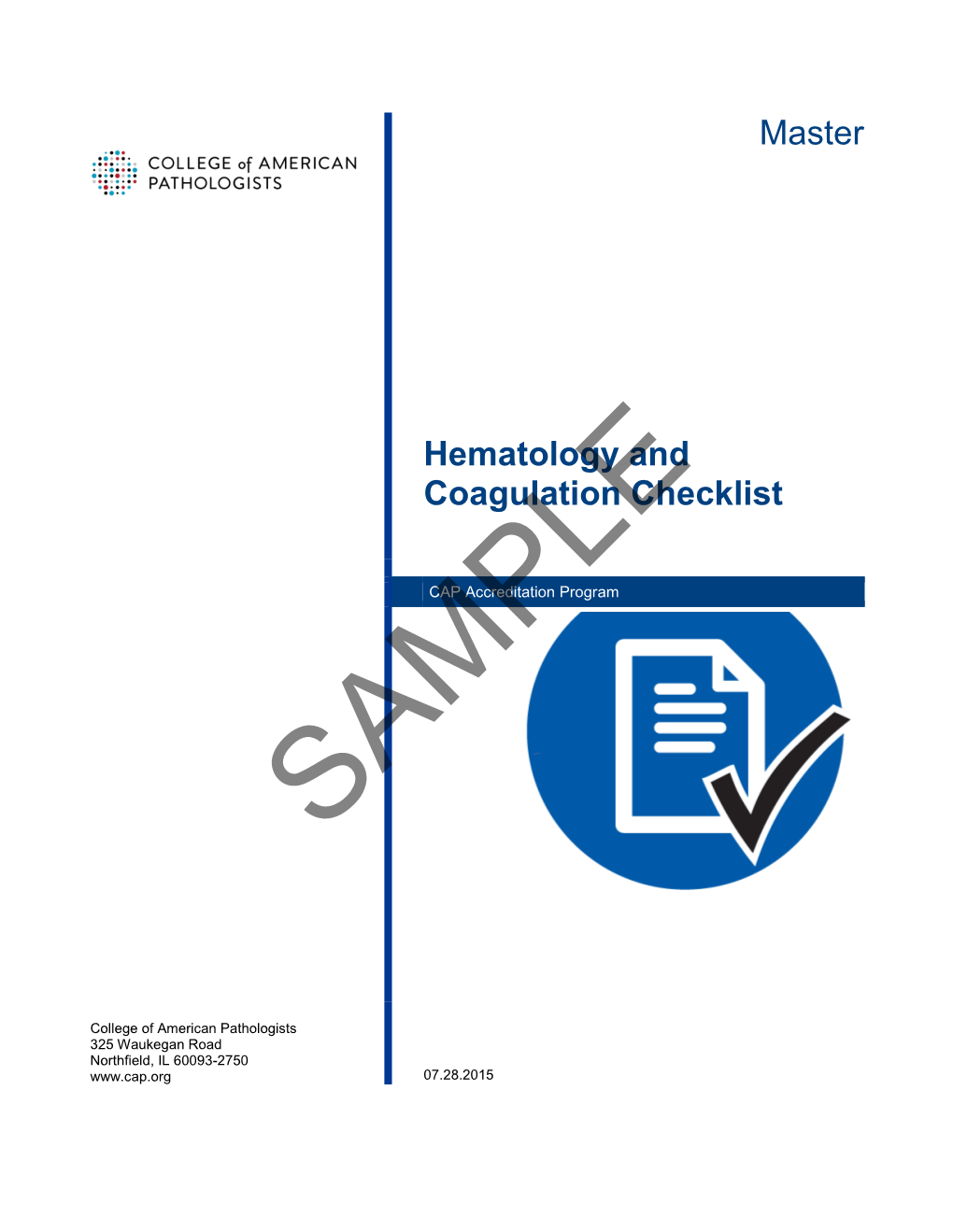 Hematology and Coagulation Sample Checklist