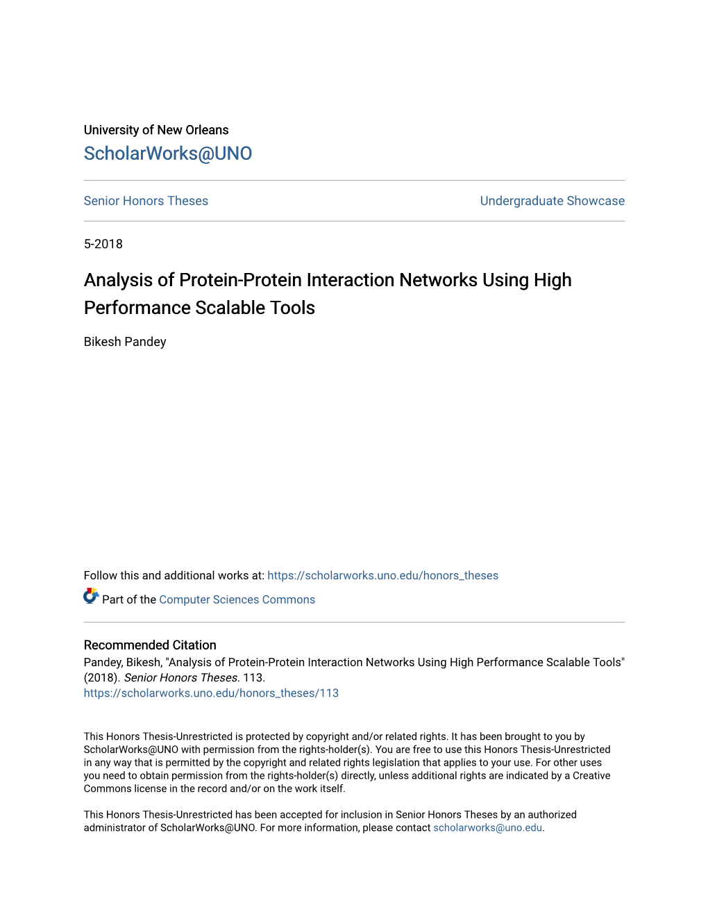 Analysis of Protein-Protein Interaction Networks Using High Performance Scalable Tools
