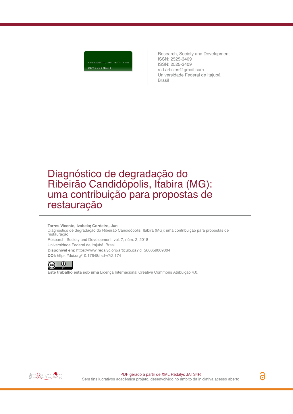 Diagnóstico De Degradação Do Ribeirão Candidópolis, Itabira (MG): Uma Contribuição Para Propostas De Restauração