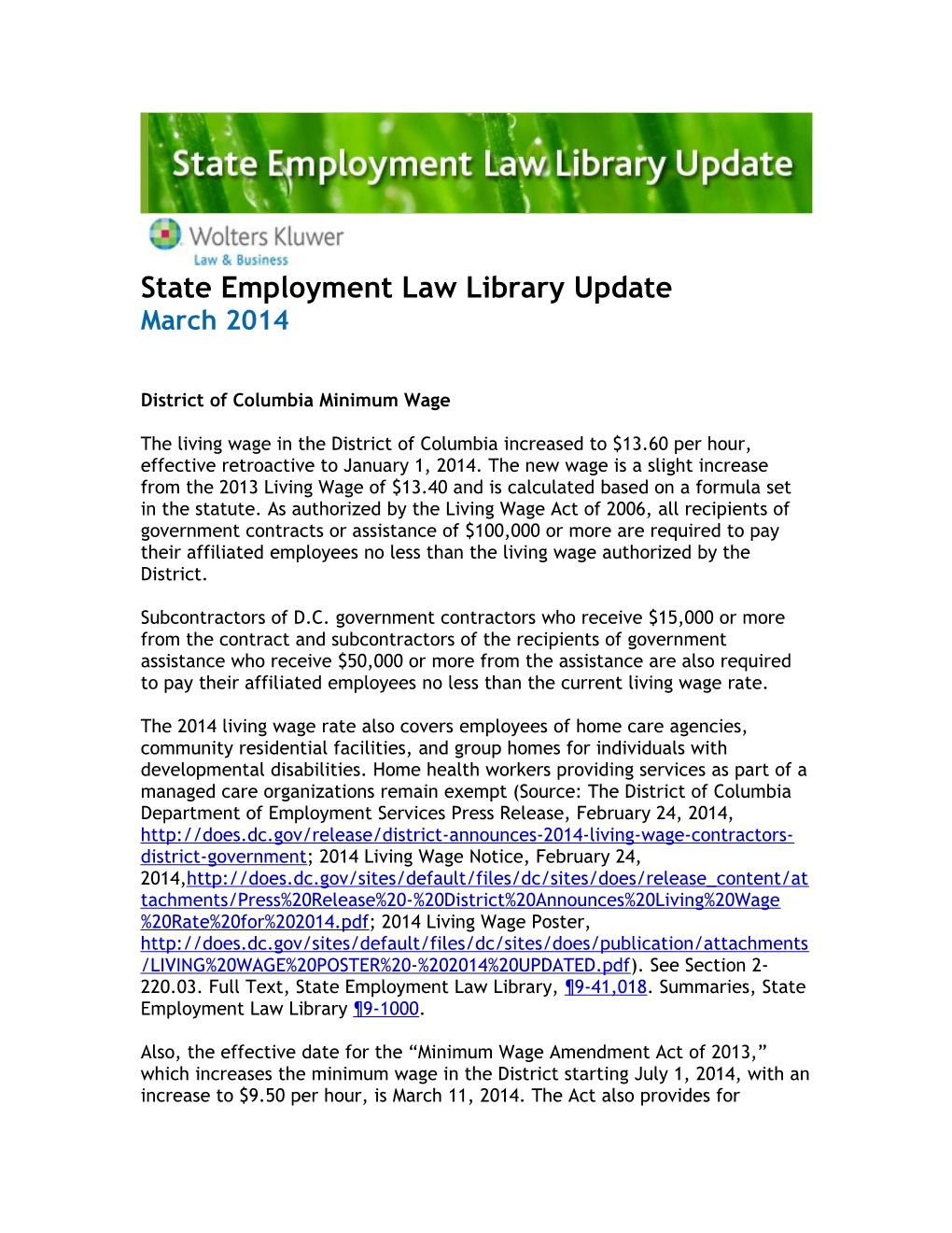 State Employment Law Library Update s1