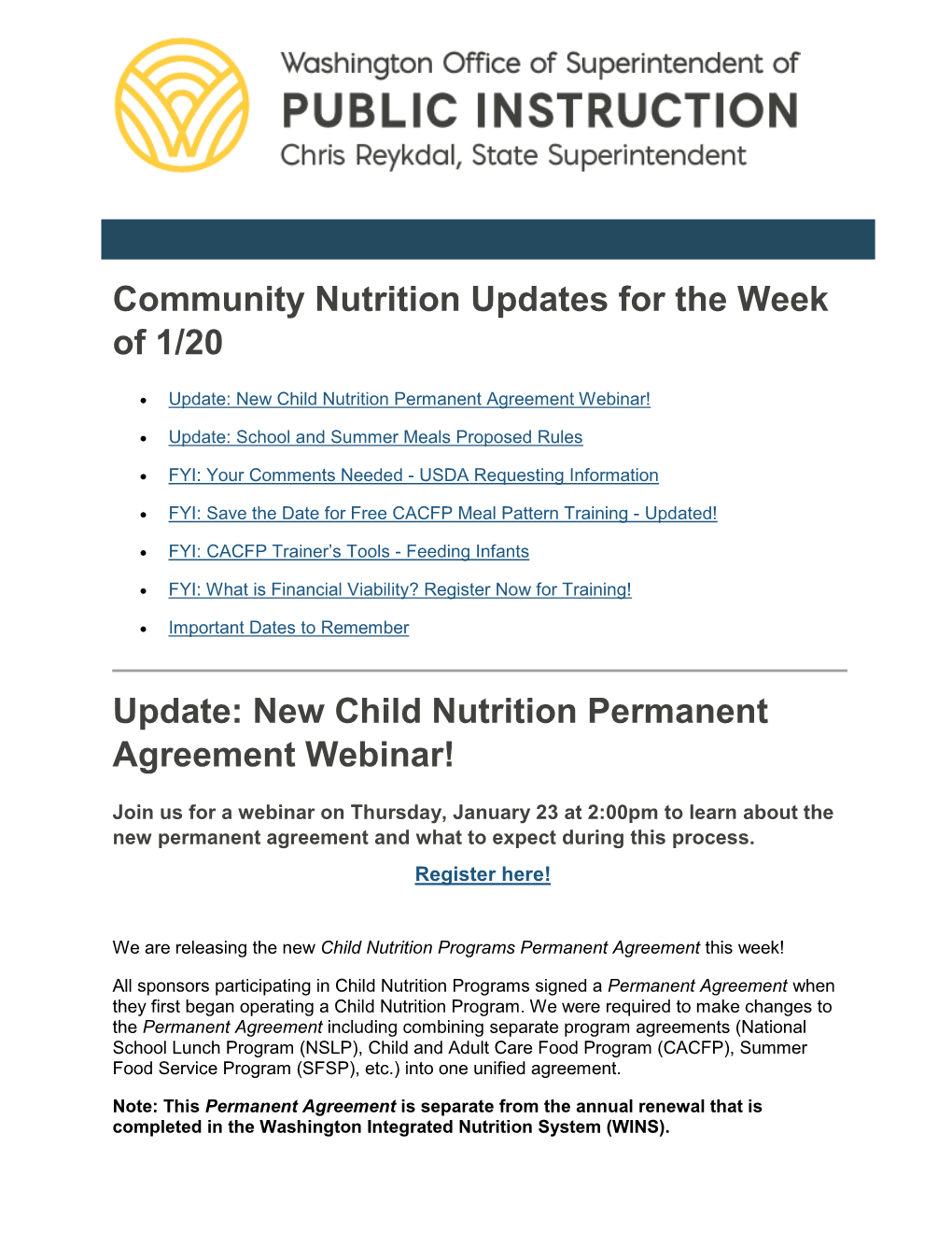 Community Nutrition Updates for the Week of 1/20