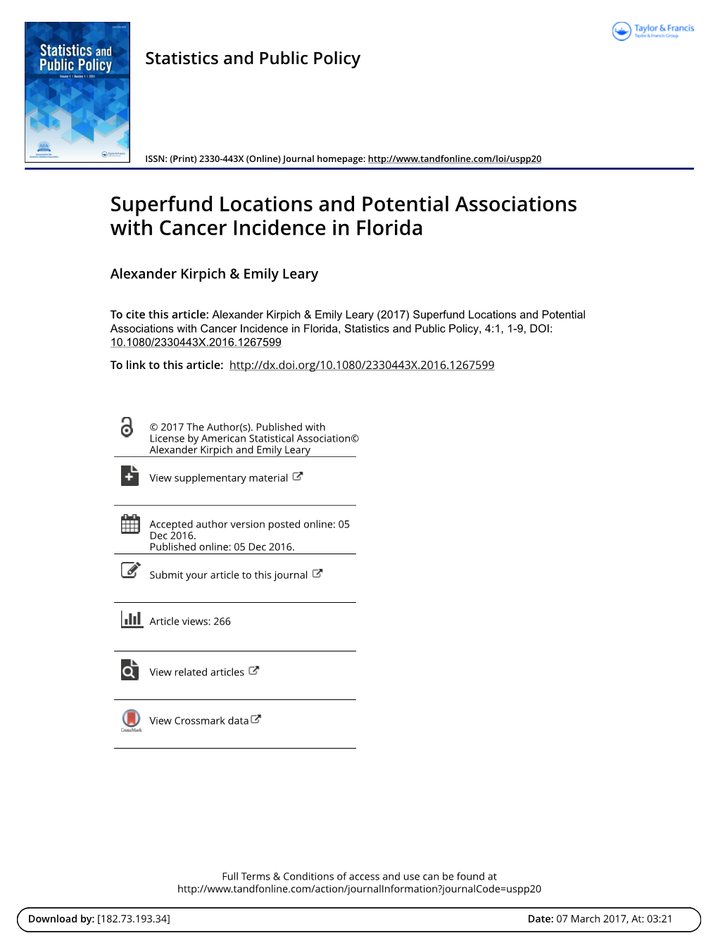 Superfund Locations and Potential Associations with Cancer Incidence in Florida