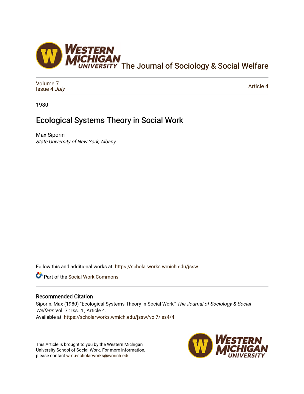 Ecological Systems Theory in Social Work