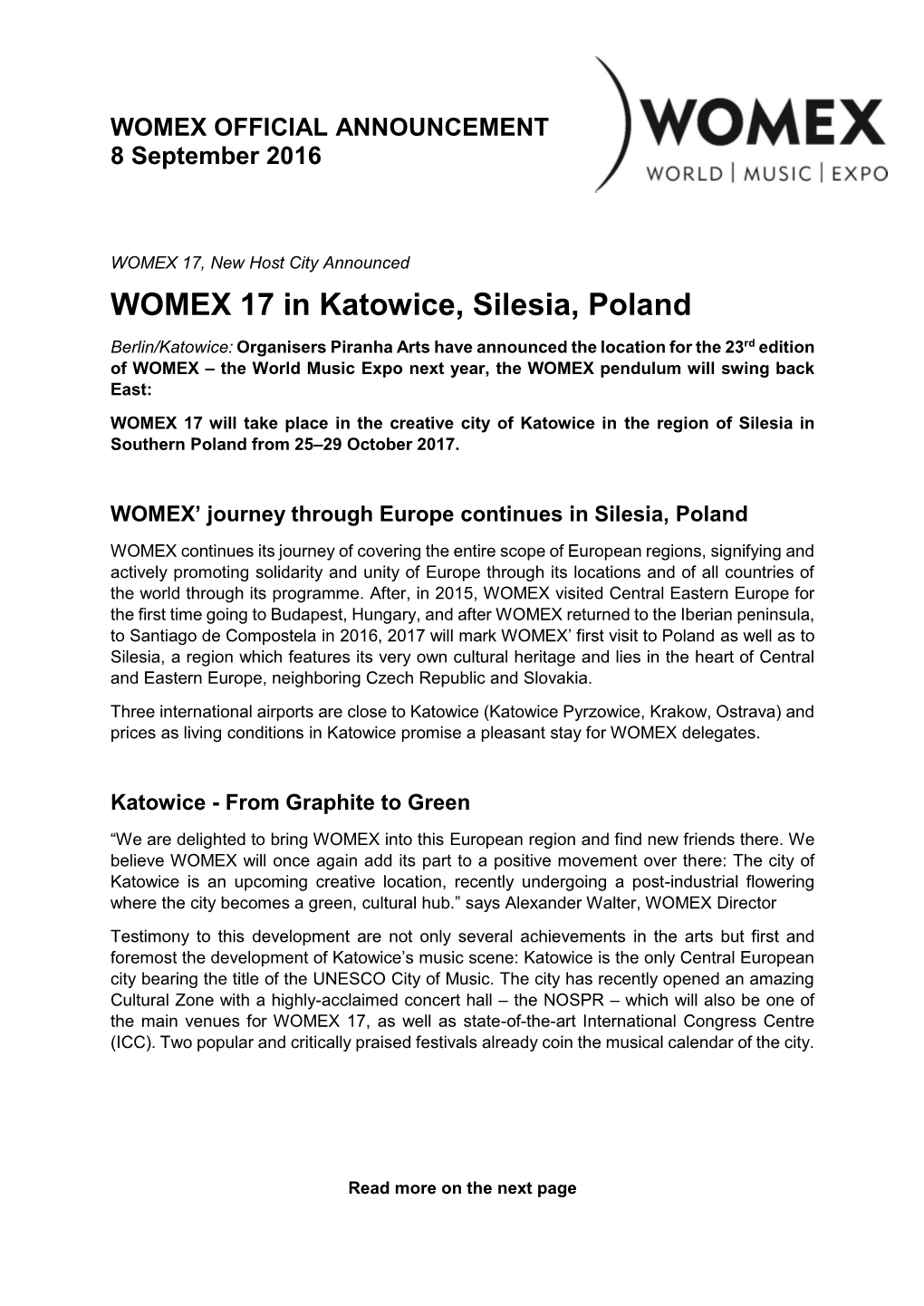 WOMEX 17 in Katowice, Silesia, Poland
