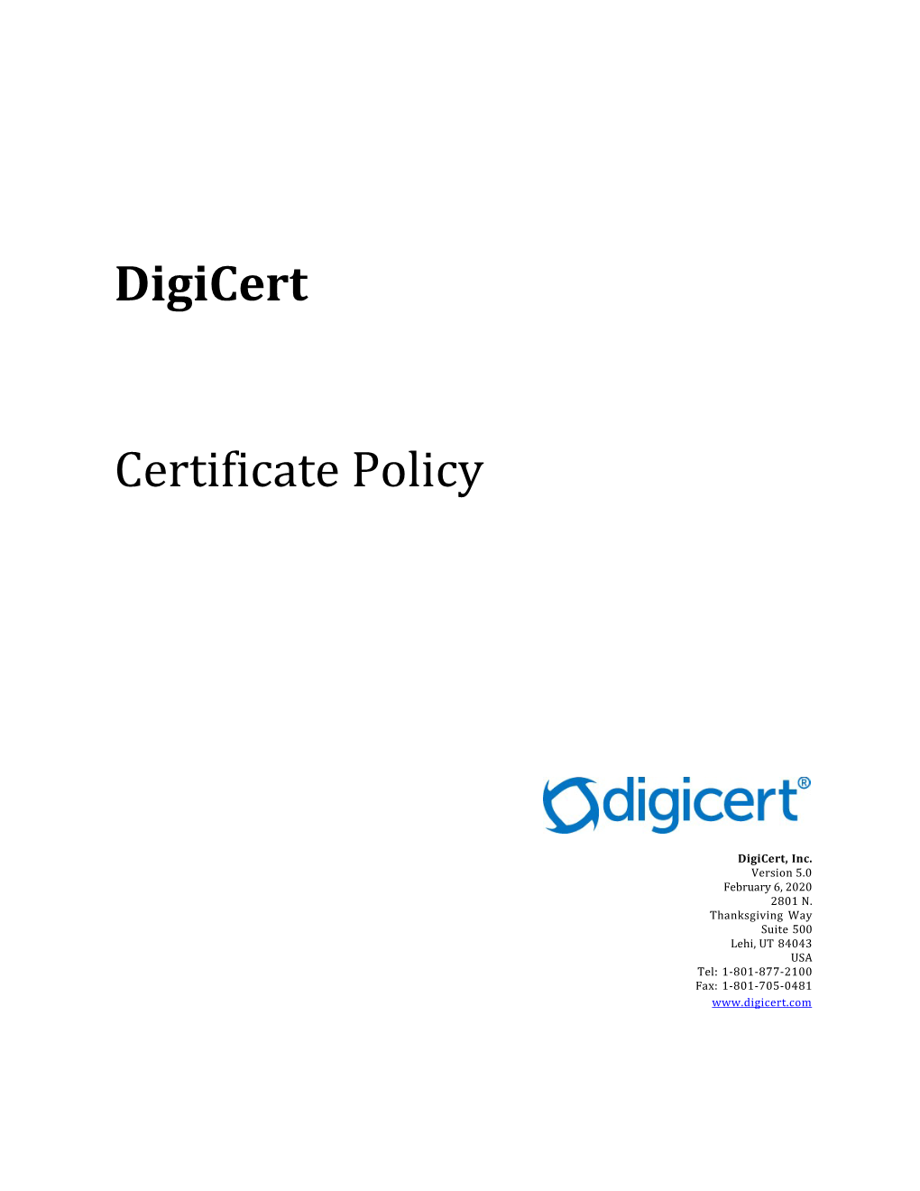 Digicert-Certificate-Policy-Version-5.0.Pdf
