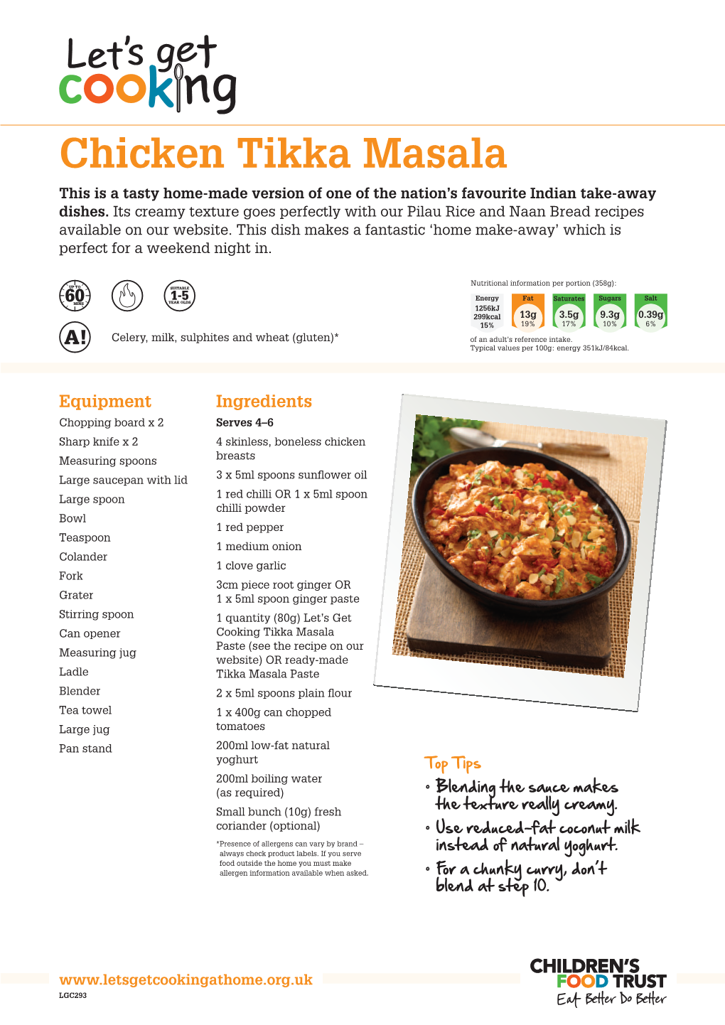 Chicken Tikka Masala This Is a Tasty Home-Made Version of One of the Nation’S Favourite Indian Take-Away Dishes