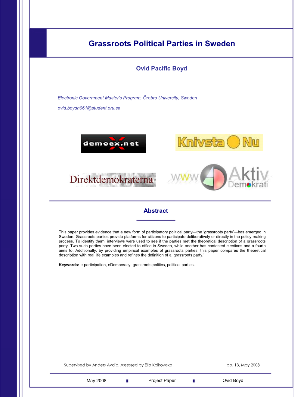 Grassroots Political Parties in Sweden 2954