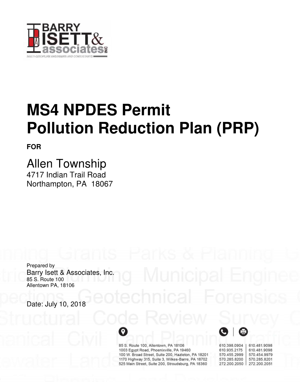MS4 NPDES Permit Pollution Reduction Plan (PRP)