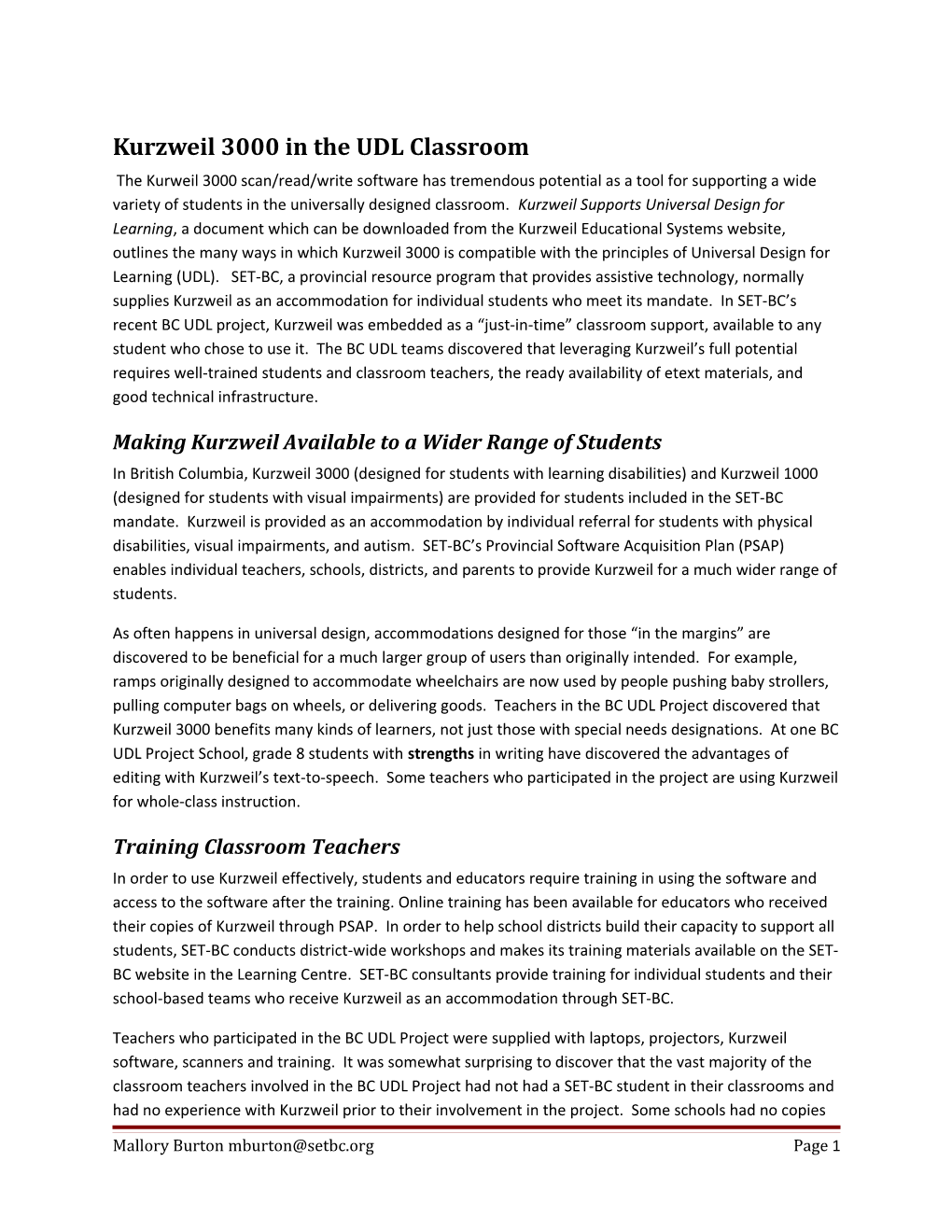 Kurzweil 3000 in the UDL Classroom