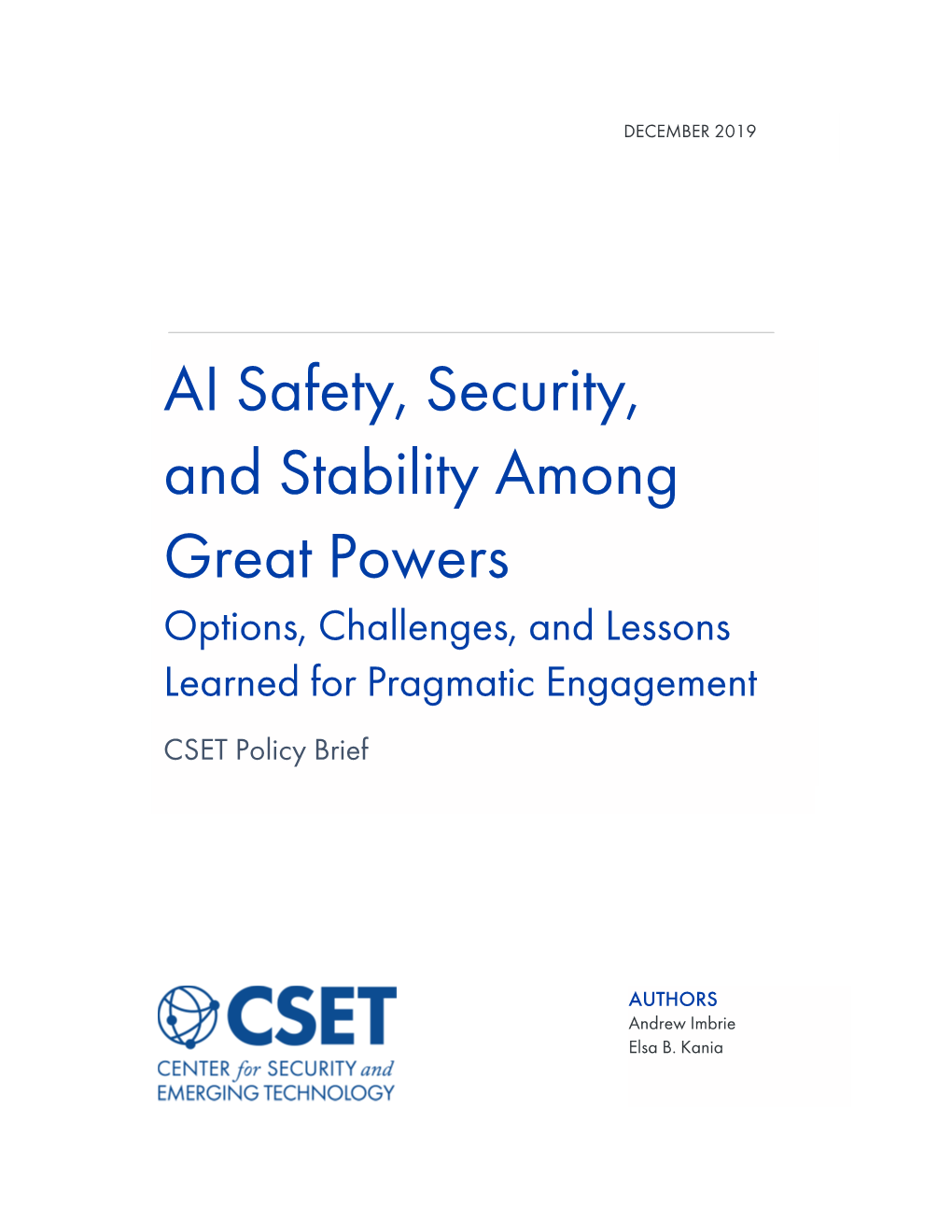CSET Policy Brief