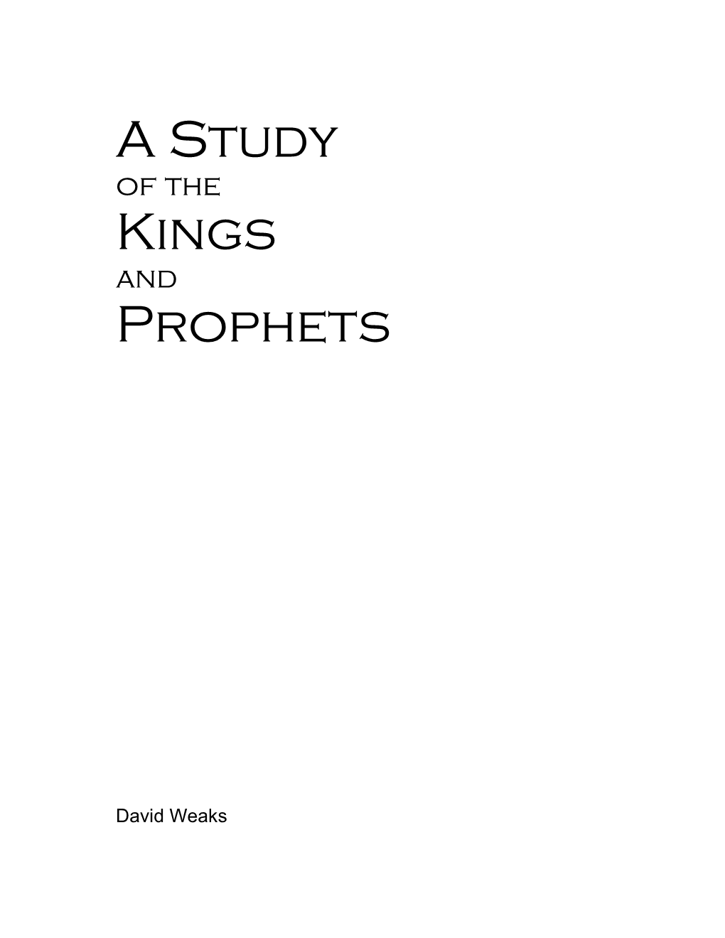 A Study Kings Prophets