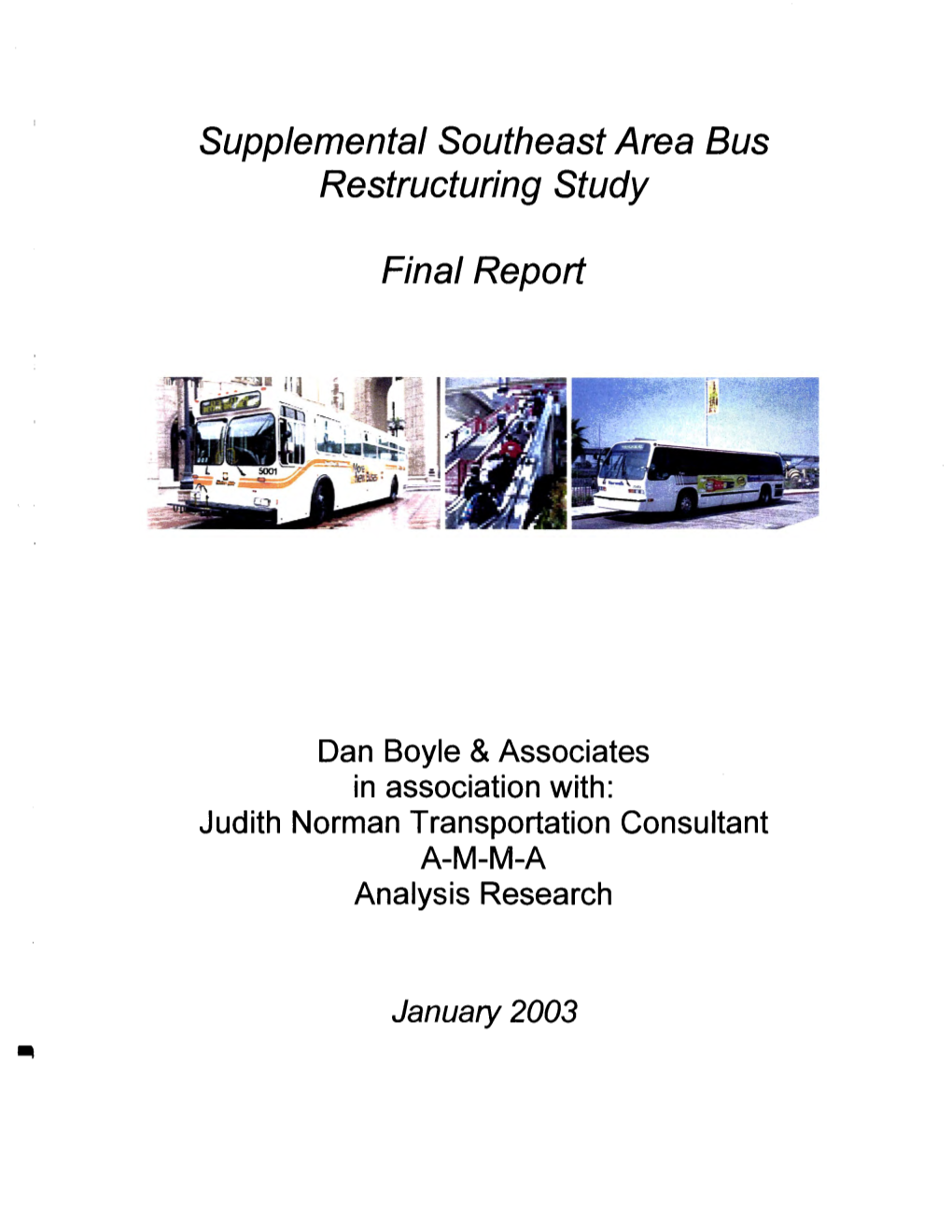 Supplemental Southeast Area Bus Restructuring Study