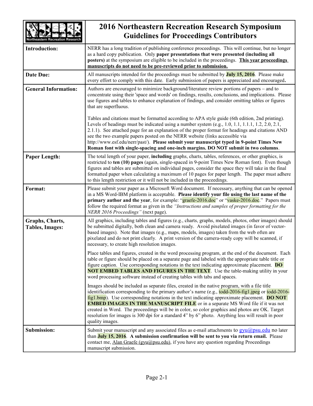 Instructions for and Sample of Proper Formatting For