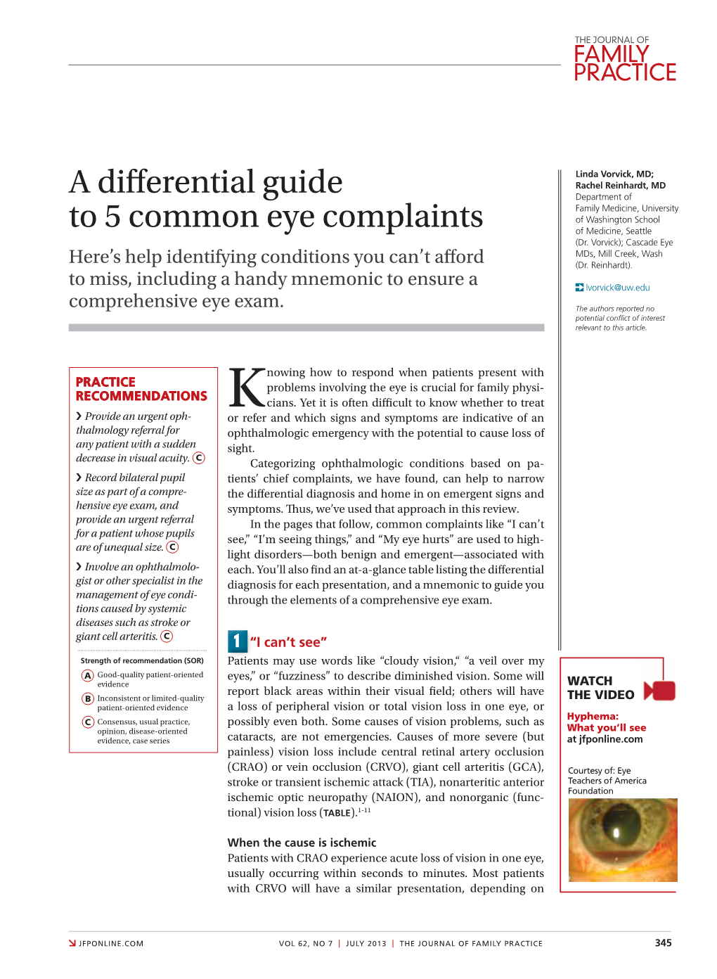 A Differential Guide to 5 Common Eye Complaints