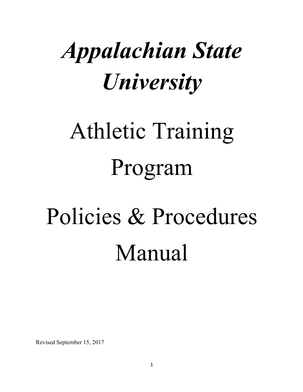 Appalachian State University Athletic Training Program Policies