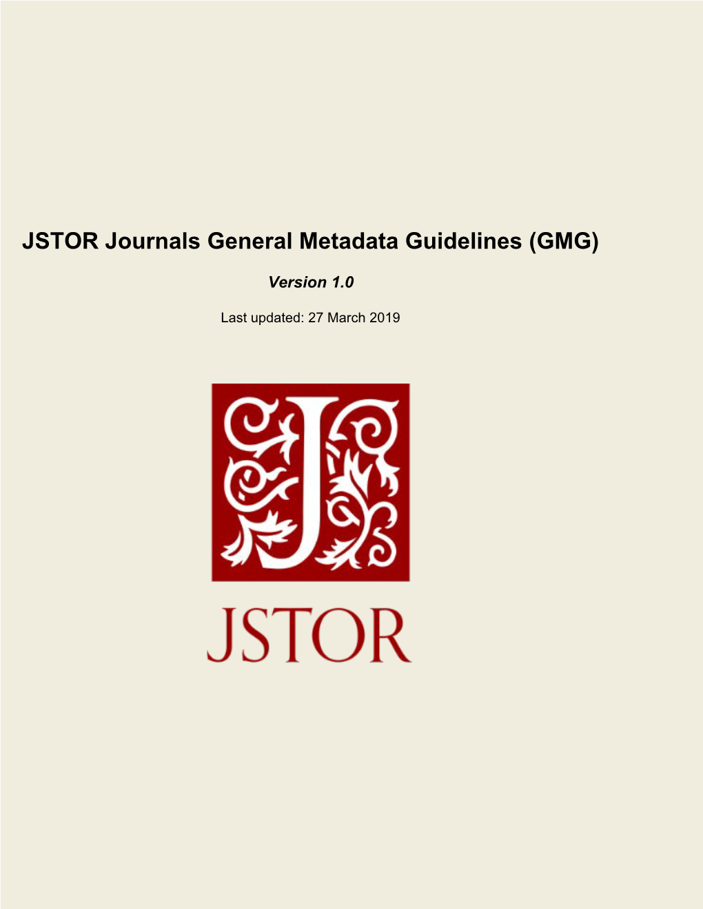 JSTOR Journals General Metadata Guidelines (GMG)