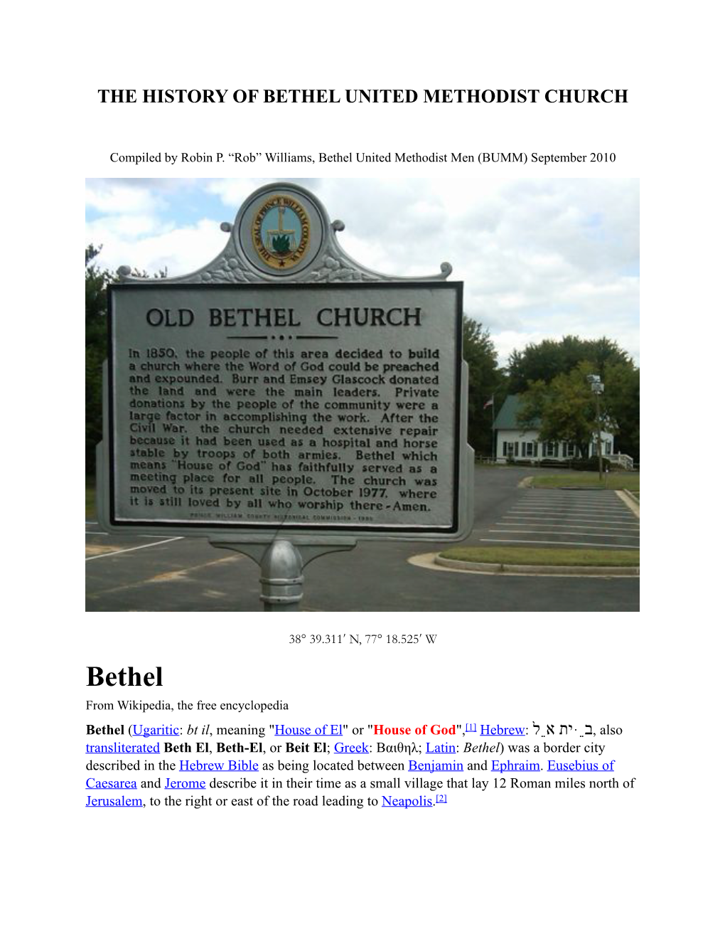 The History of Bethel United Methodist Church 20100919.Pages