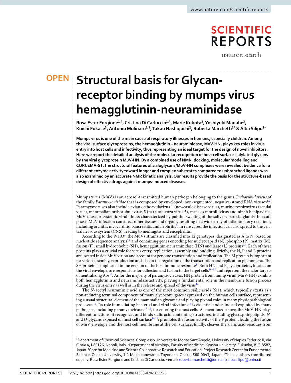 Structural Basis for Glycan-Receptor Binding by Mumps Virus