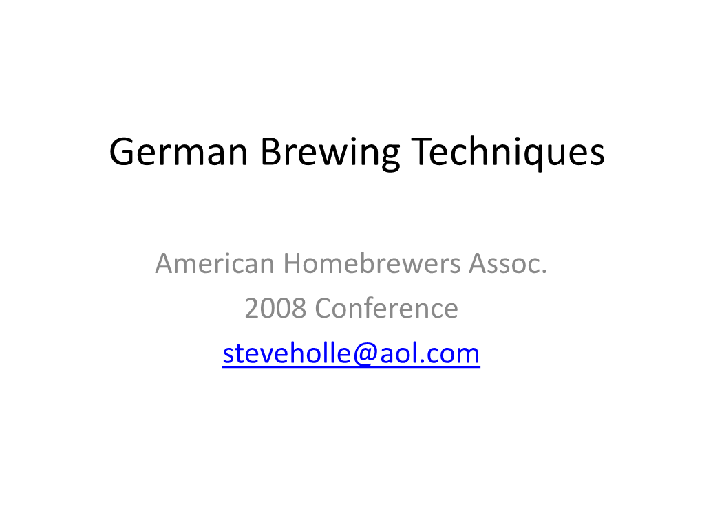 German Brewing Techniques