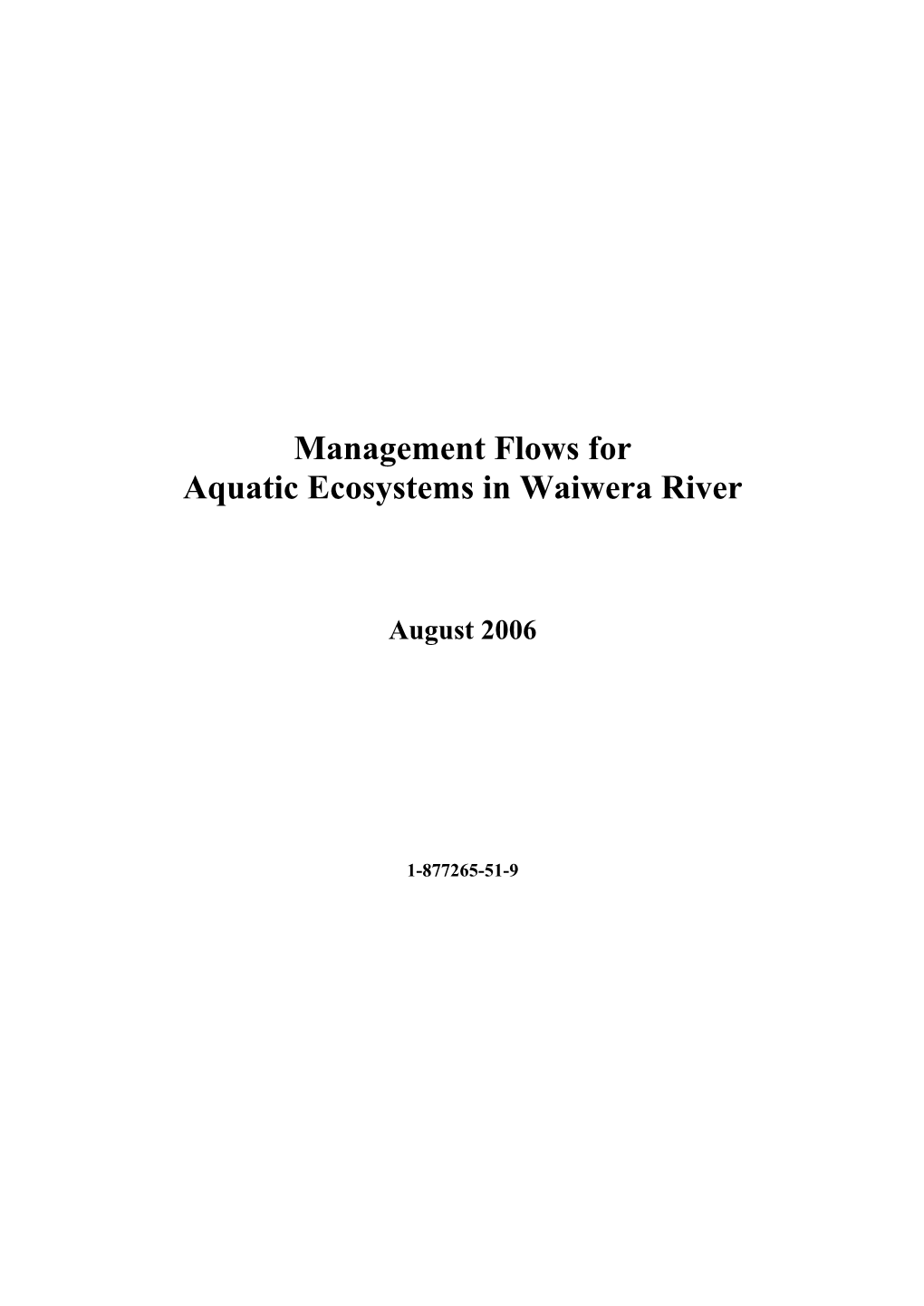 Management Flows for Aquatic Ecosystems in Waiwera River