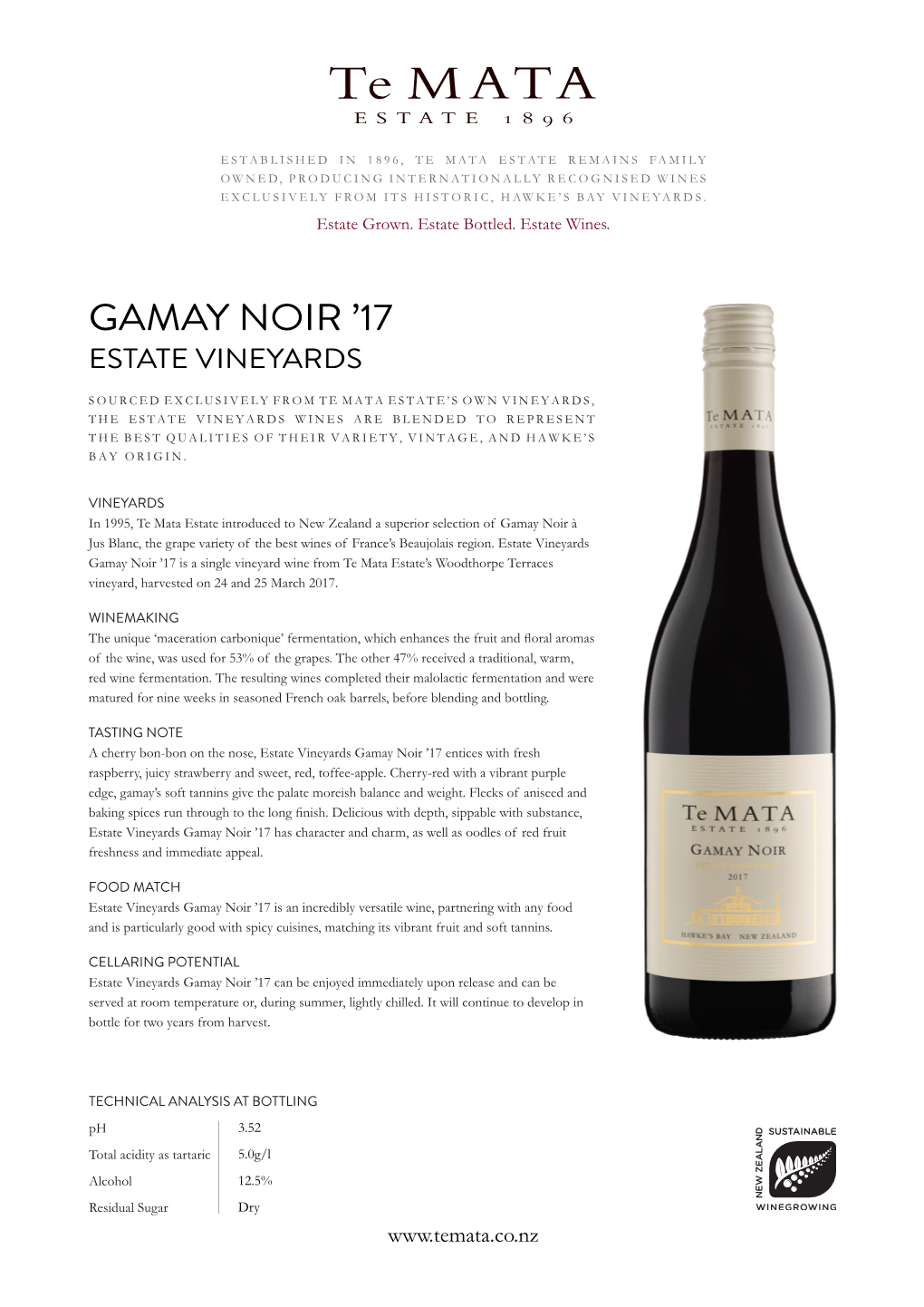 Gamay Noir ’17 Estate Vineyards