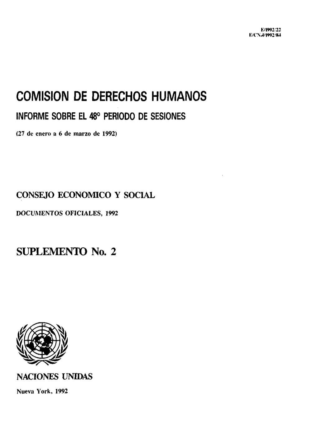 Comisión De Derechos Humanos Informe Sobre El 48° Periodo De Sesiones