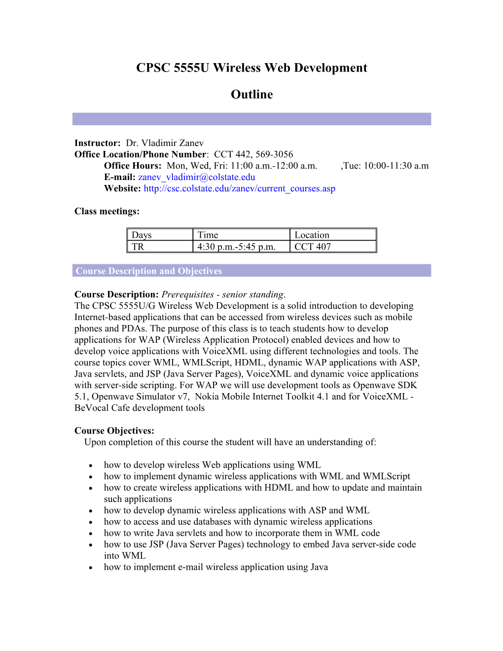 CPSC 5555U Wireless Web Development