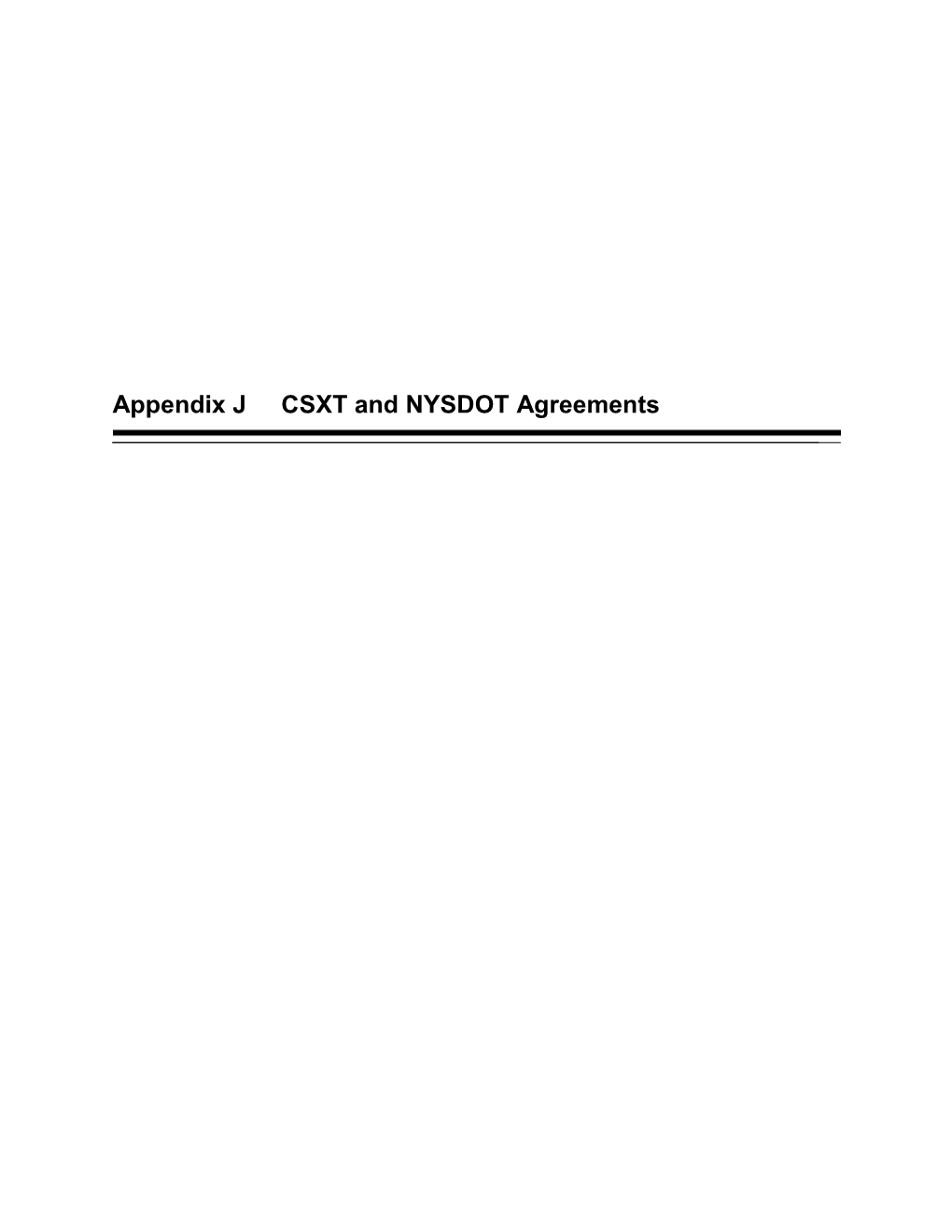 Appendix J CSXT and NYSDOT Agreements