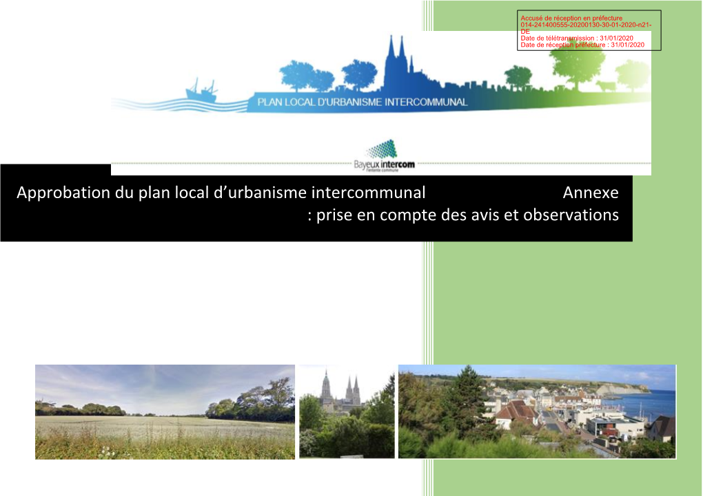 Approbation Du Plan Local D'urbanisme Intercommunal Annexe