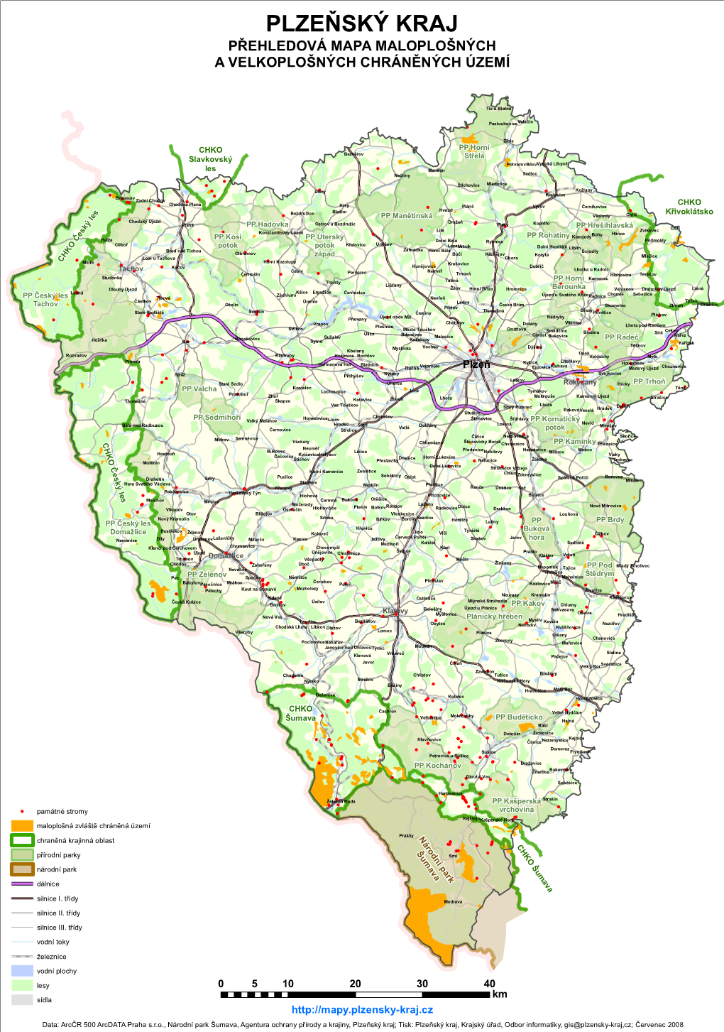 Přehledová Mapa Maloplošných a Velkoplošných Chráněných Území