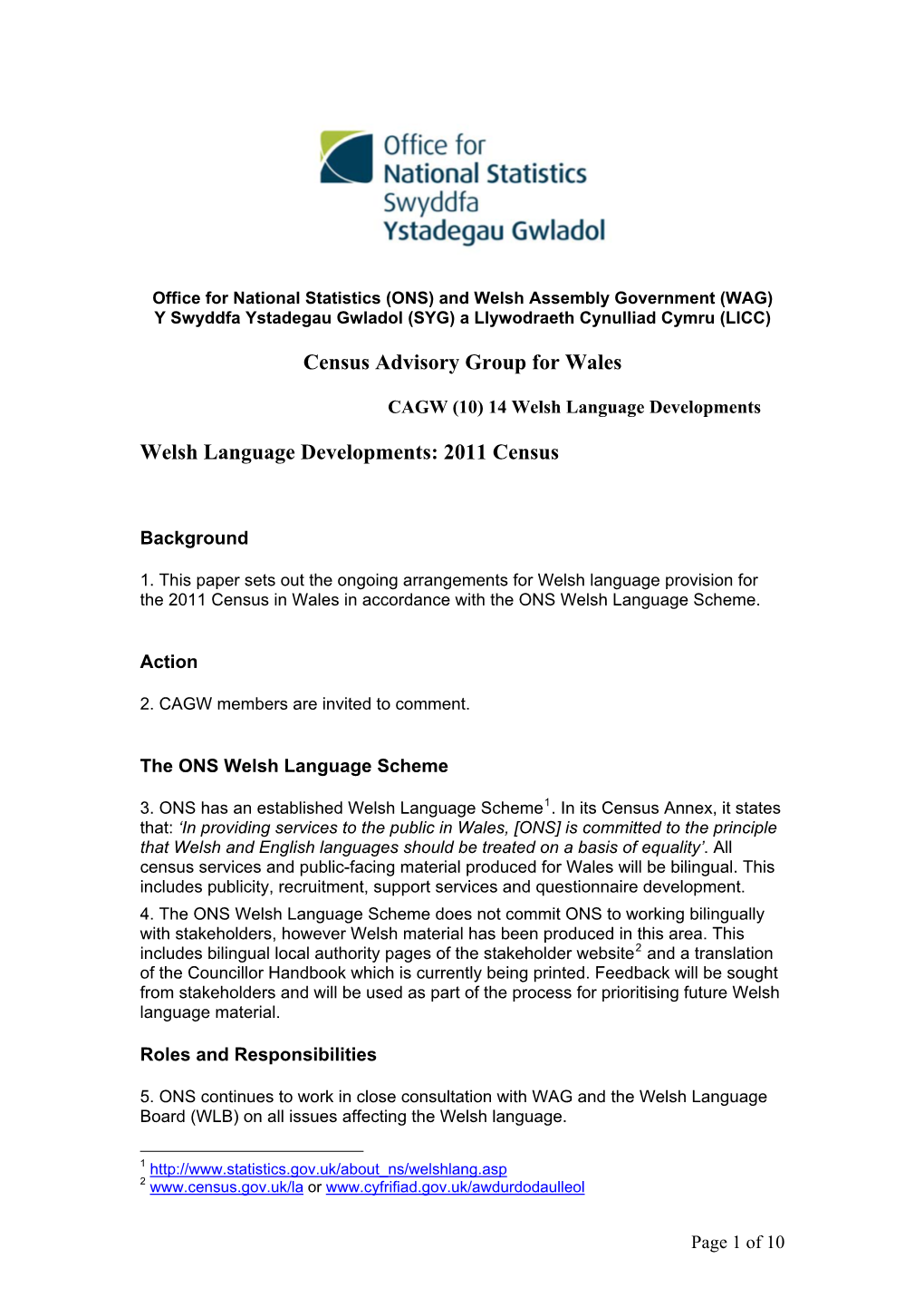 Census Advisory Group for Wales