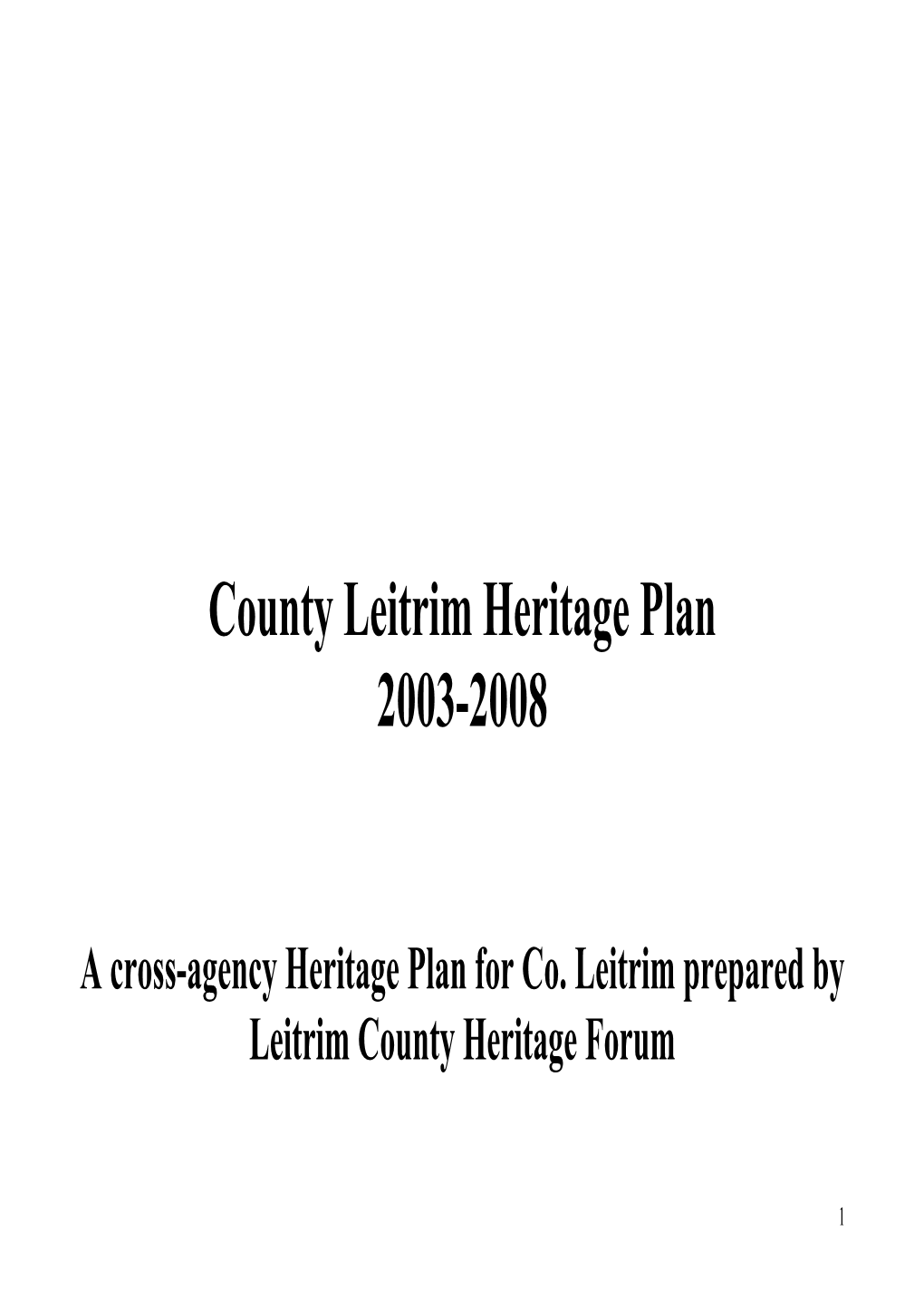 County Leitrim Heritage Plan 2003-2008